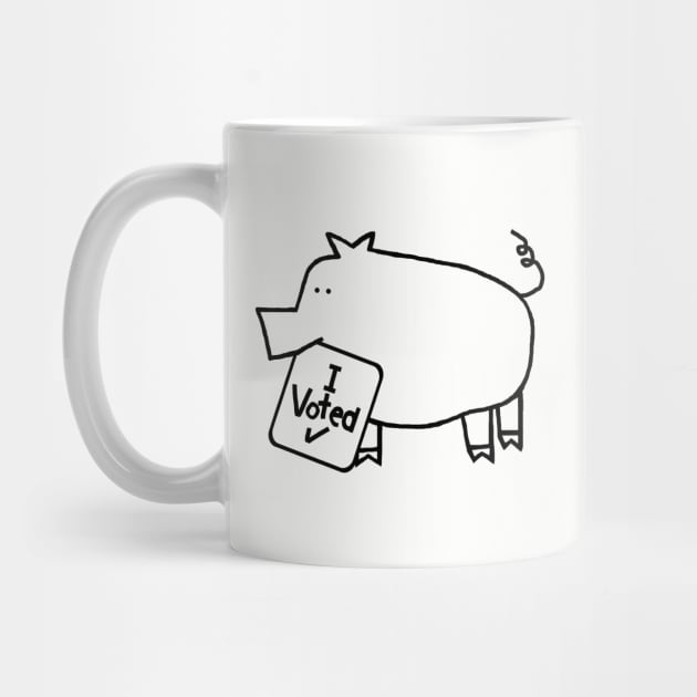 Cute Pig says she Voted Line Drawing by ellenhenryart